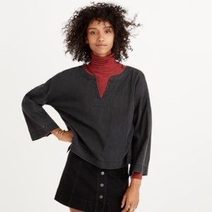 Madewell denim top with laced up sides size XXS